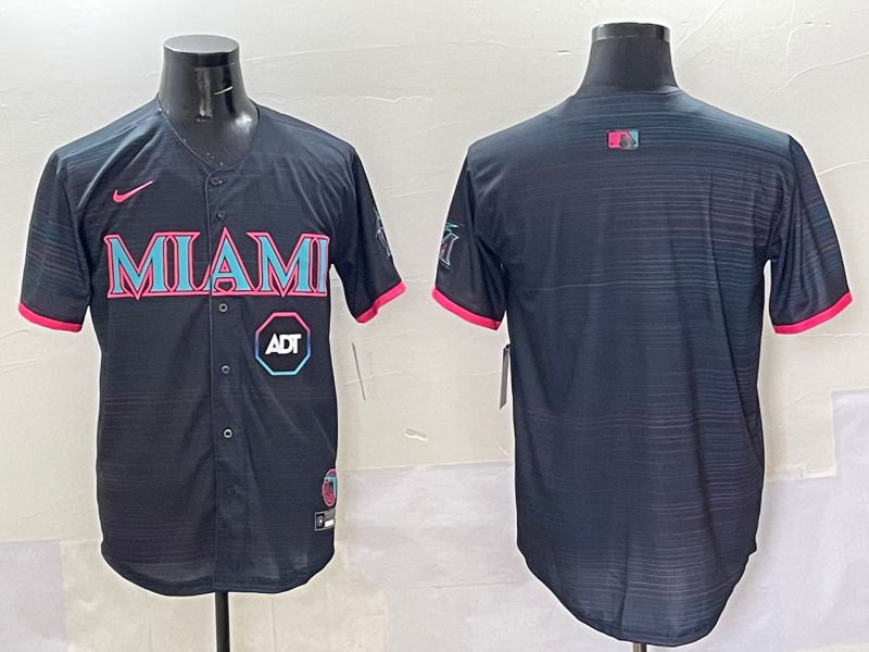 Men 2025 Miami Marlins Blank Black Joint Name Nike MLB Jersey style 4
